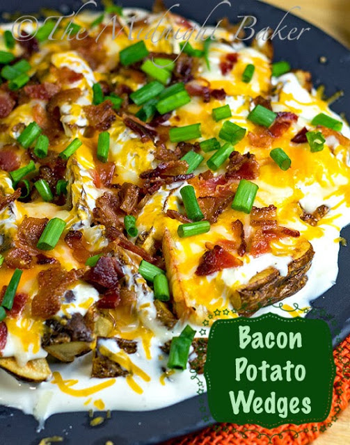 Bacon Cheese Potato Wedges #PartyFood #HolidayAppetizers #appetizers #bakedpotatoes
