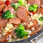 Smoked Sausage with Cheesy Rice Skillet Dinner