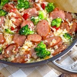 Smoked Sausage with Cheesy Rice Skillet Dinner
