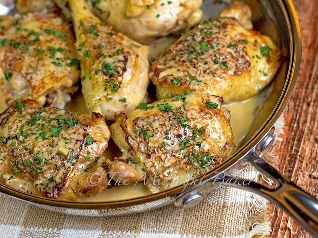 Tarragon Chicken with Chardonnay Cream Sauce | bakeatmidnite.com | #chicken #chardonnay #recipe