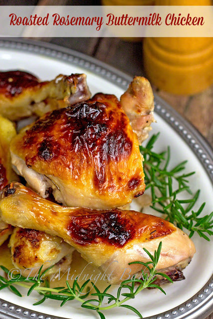 Roasted Rosemary Buttermilk Chicken | bakeatmidnite.com | #chicken #rosemary #buttermilk #recipe