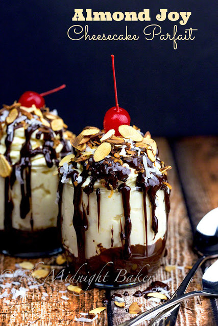 Almond Joy Cheesecake Parfait | bakeatmidnite.com | #almondjoy #dessert #cheesecake #recipe