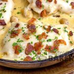 Yummy bacon and swiss cheese make this chicken dinner delicious. Creamy sauce makes it perfect served over pasta