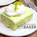 Slightly tart creamy lime filling sits on top of a coconut macaroon crust. Very refreshing dessert that's different!