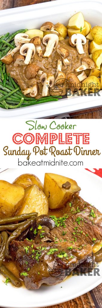 A complete pot roast dinner that cooks all together in the slow cooker