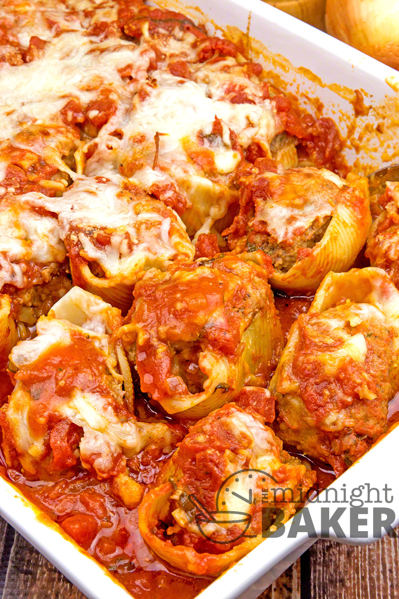Meat & Cheese Stuffed Shells - The Midnight Baker