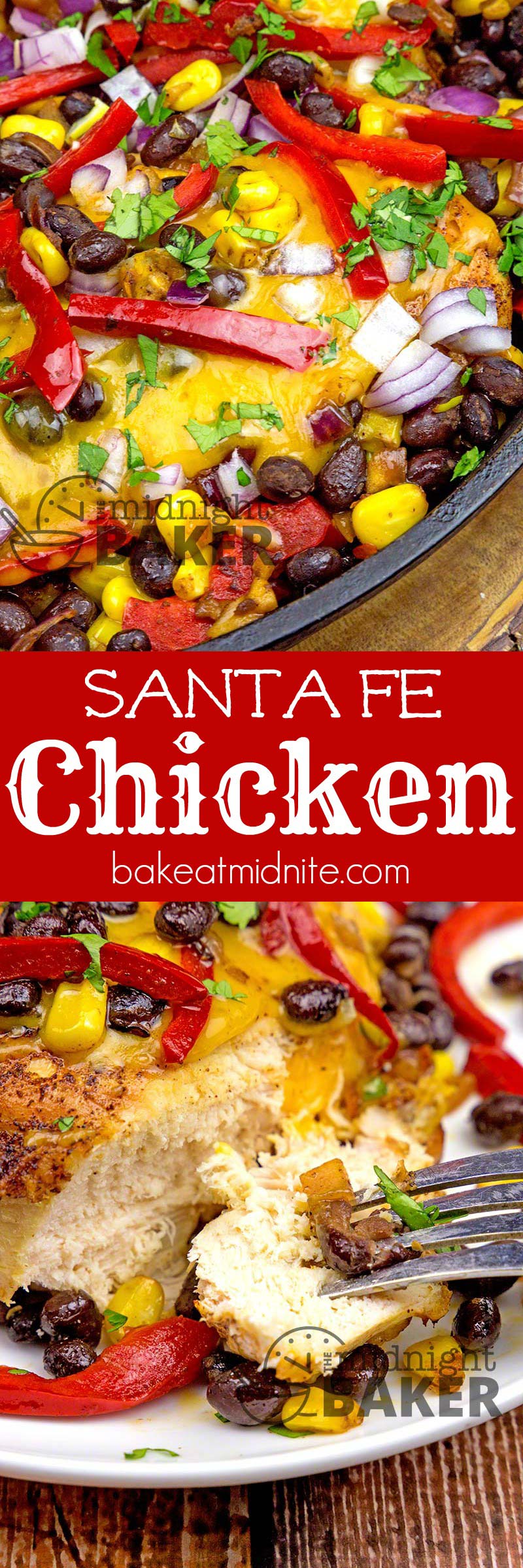 Santa Fe chicken is loaded with a great southwestern veggie combo and gobs of cheddar cheese