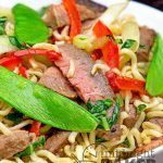 Easy peasy meal! Leftover steak, ramen noodles and veggies. What could be easier?