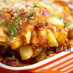 This is baked ziti done even better! Three cheeses, ground beef and a crispy crunchy top!