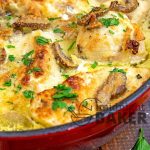 Quick and easy chicken in a creamy mushroom Parmesan sauce.