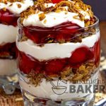 Easy cherry cheesecake dessert with a crunch. Good news is it can be made low fat too!