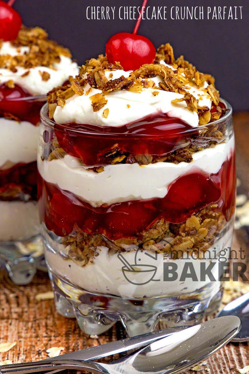 Easy cherry cheesecake dessert with a crunch. Good news is it can be made low fat too!