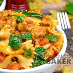 This quick and easy bow tie pasta with sausage is quick, easy and delicious!