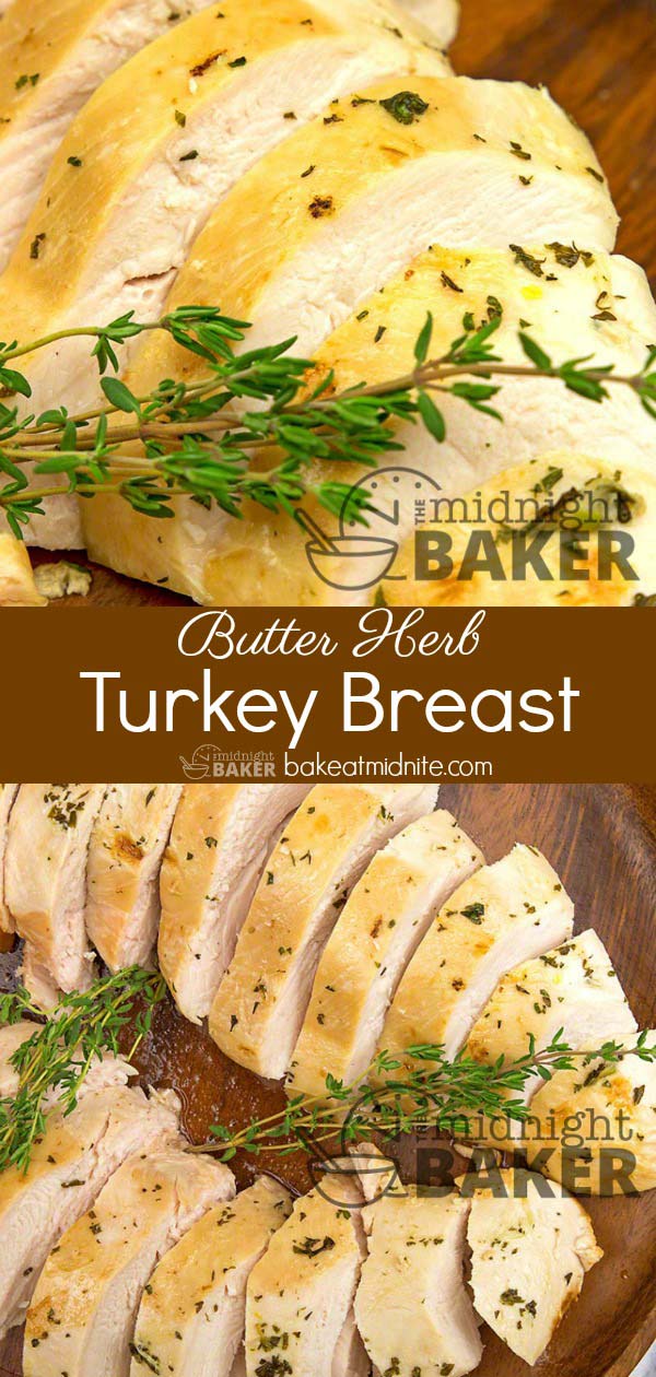 Tasty turkey breast basted with butter and herbs.