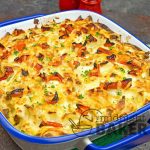This cheesy chicken and pasta casserole is a bug hit with kiddos and grown ups alike.