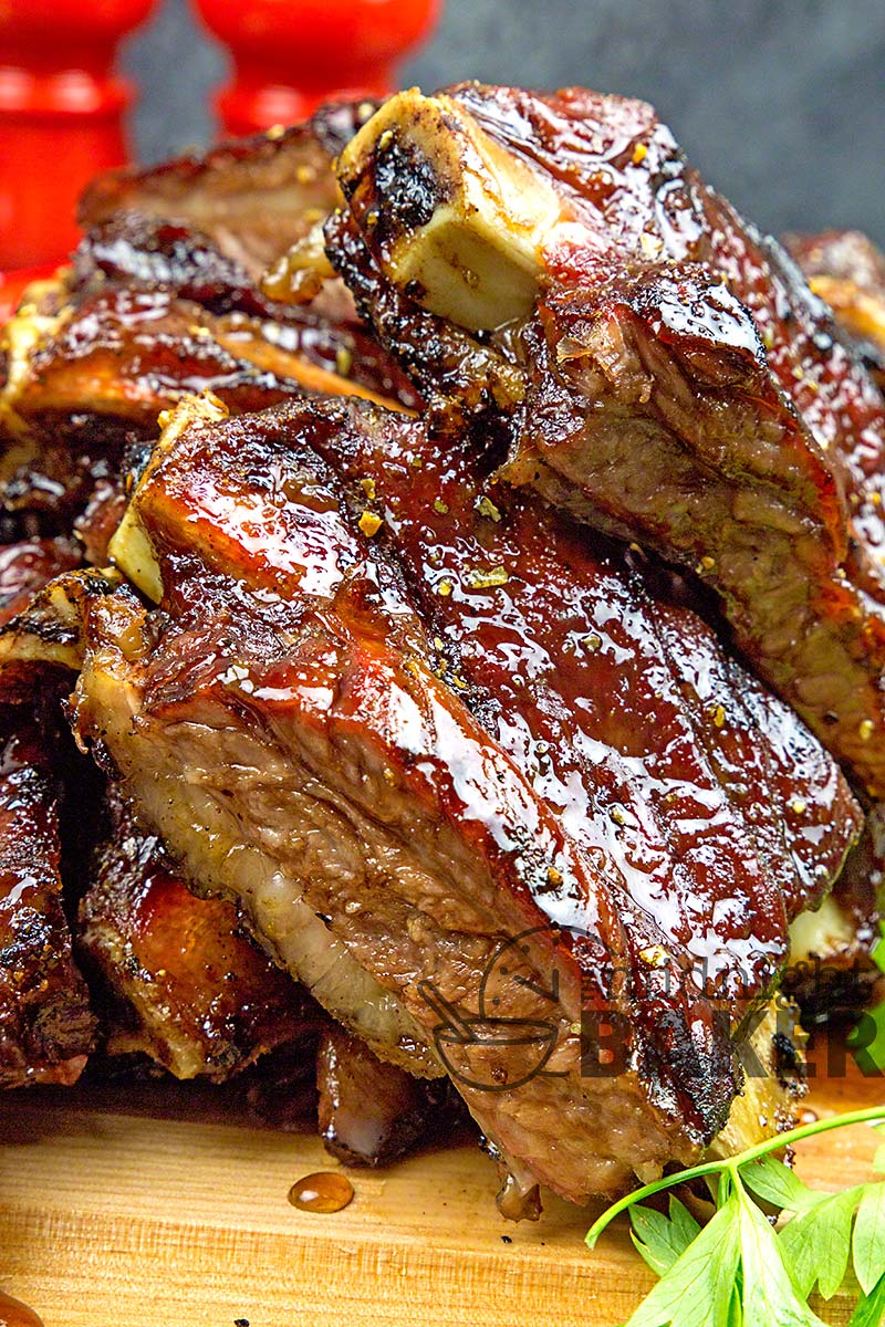 Succulent beef ribs with an orange maple glaze.