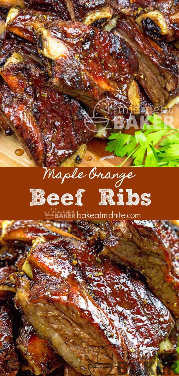 Succulent beef ribs with an orange maple glaze.