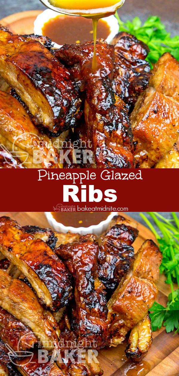 Yummy baby back ribs glazed with a tangy pineapple sauce.