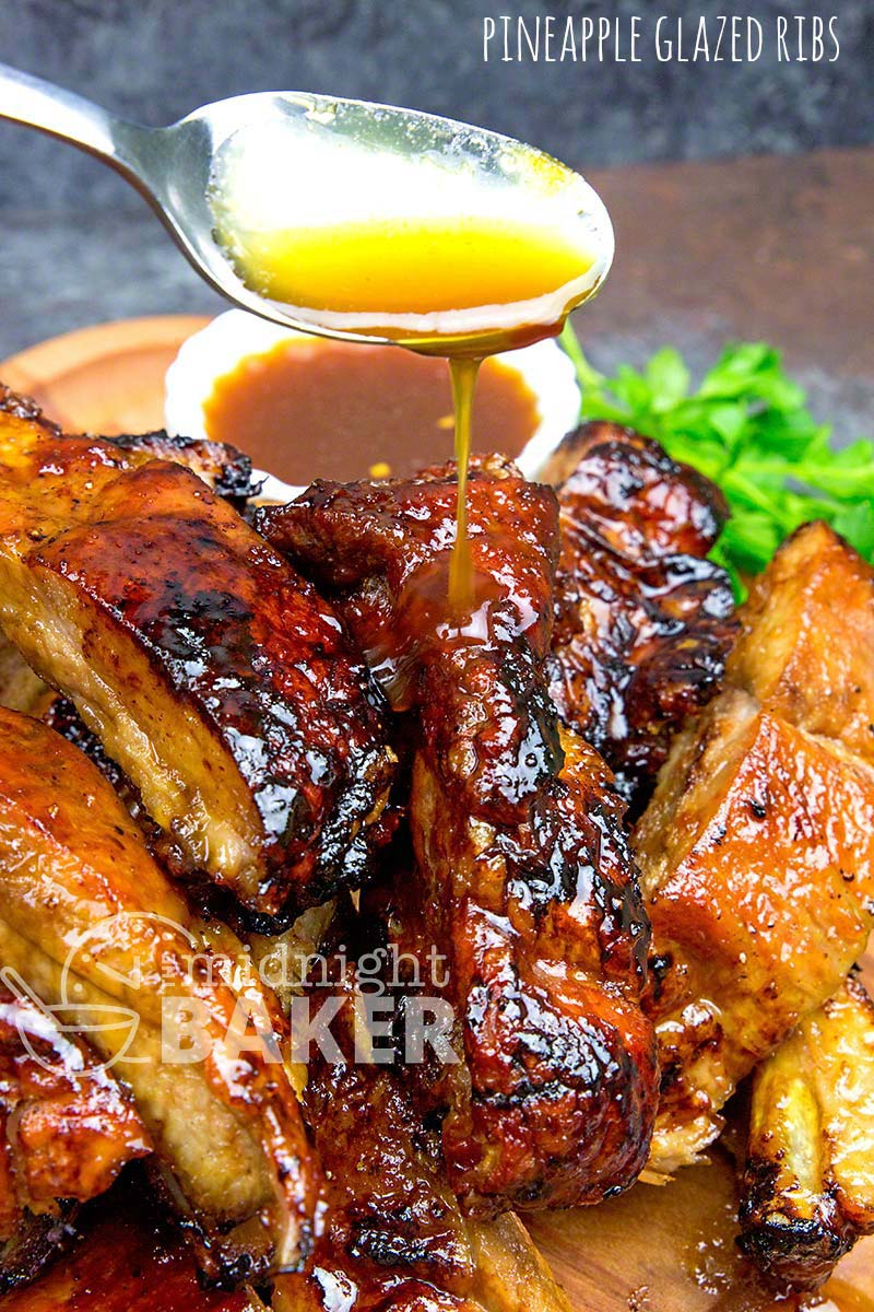 Yummy baby back ribs glazed with a tangy pineapple sauce.