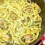 Pistou is the French version on pesto. This creamy herb sauce is perfect on pasta.