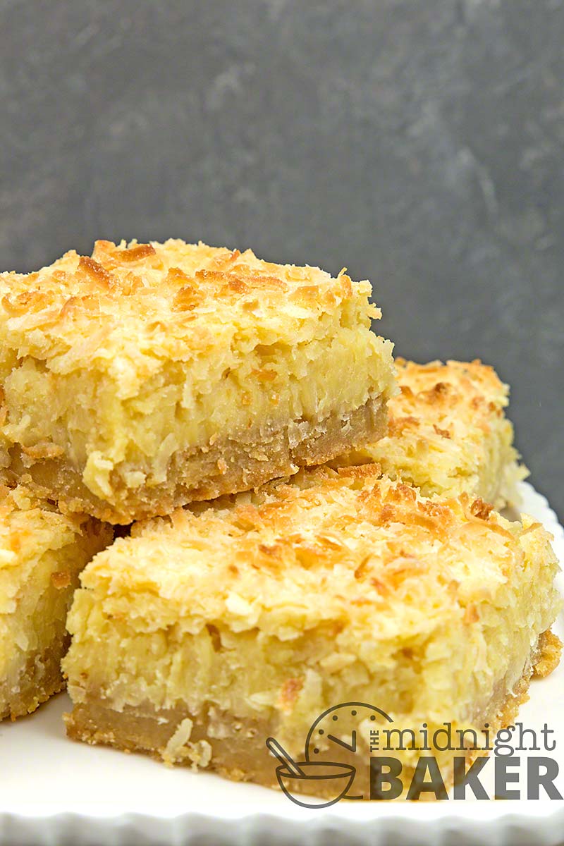 These coconut bars are rich and sinful, but they use ingredients that you likely have on hand