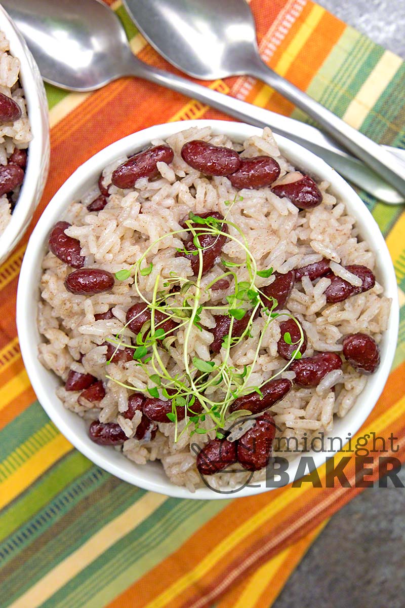 This Jamaican coconut rice dish is so delicious, you won't miss the meat. Very economical too.