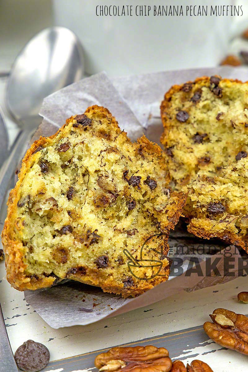 Dress up ordinary banana muffins with chocolate and pecans. Delicious!