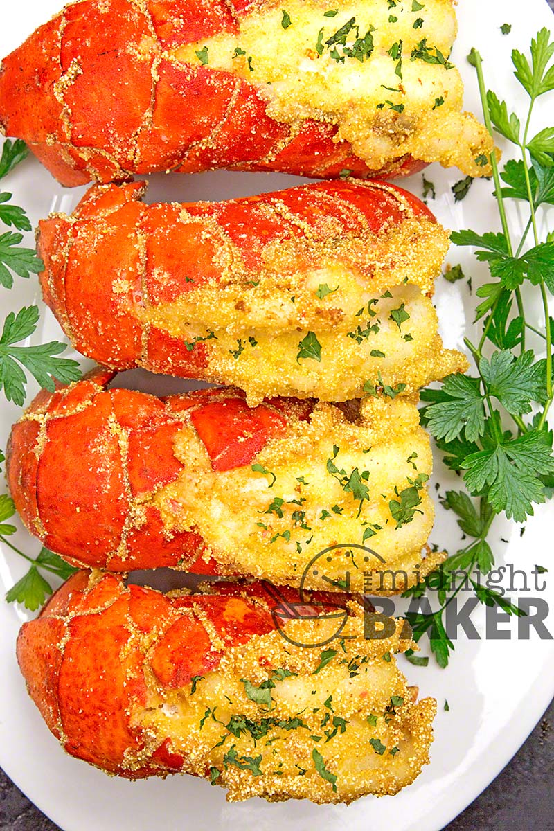 Lobster tails deep fried with a coating of spicy cornmeal.