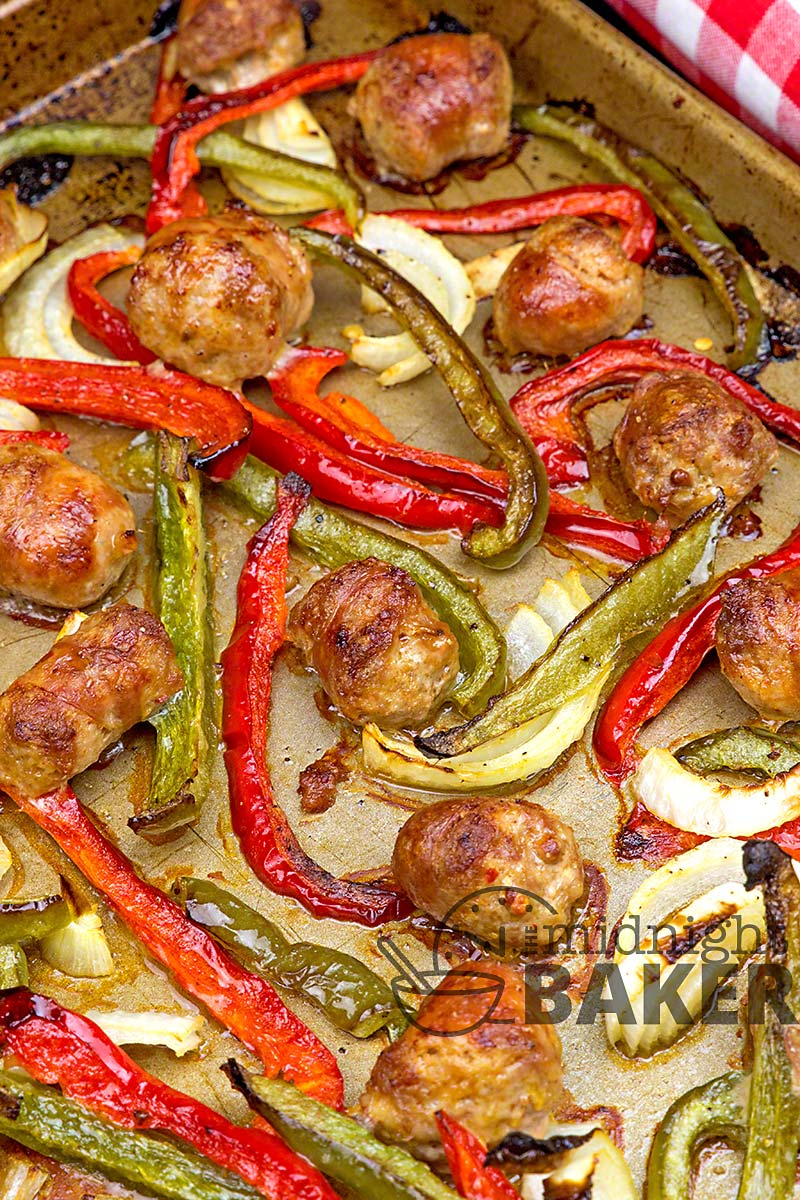Popular sausage and peppers goes sheet pan easy.