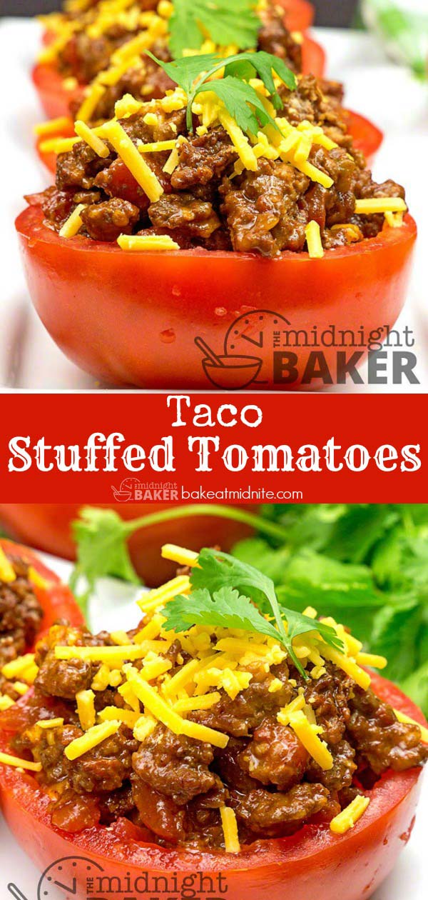 A great use for end-of-season tomatoes. Filled with taco-flavored beef. Low carb too!