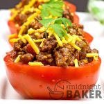 A great use for end-of-season tomatoes. Filled with taco-flavored beef. Low carb too!