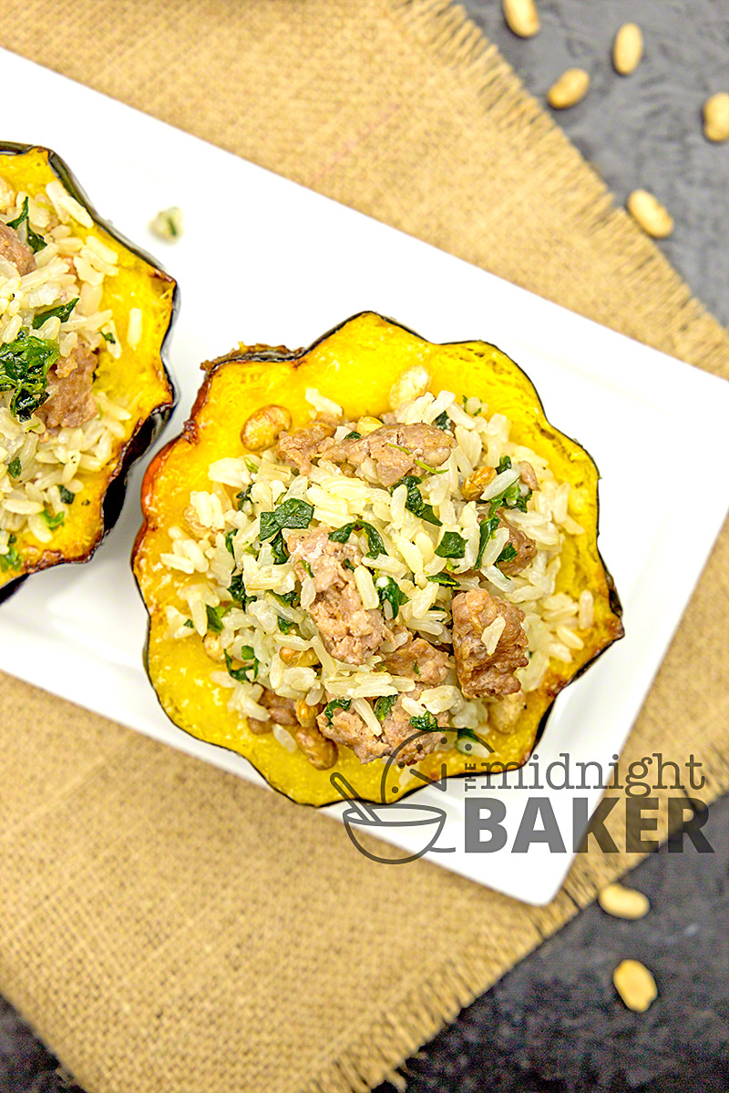 These stuffed acorn squash halves are perfect for a light fall dinner. Easy to make!
