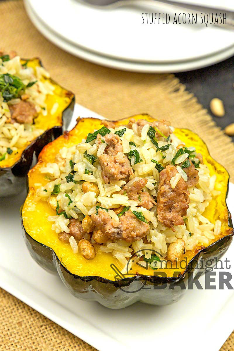 These stuffed acorn squash halves are perfect for a light fall dinner. Easy to make!