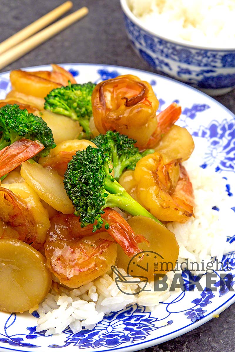 These delicious honey shrimp pair well with broccoli and sliced water chestnuts. Quick and easy too.