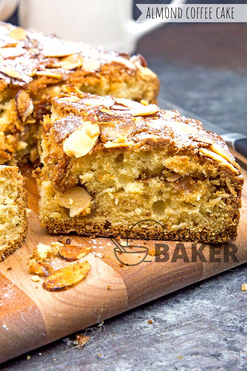Scrumptious coffee cake with a deep almond flavor